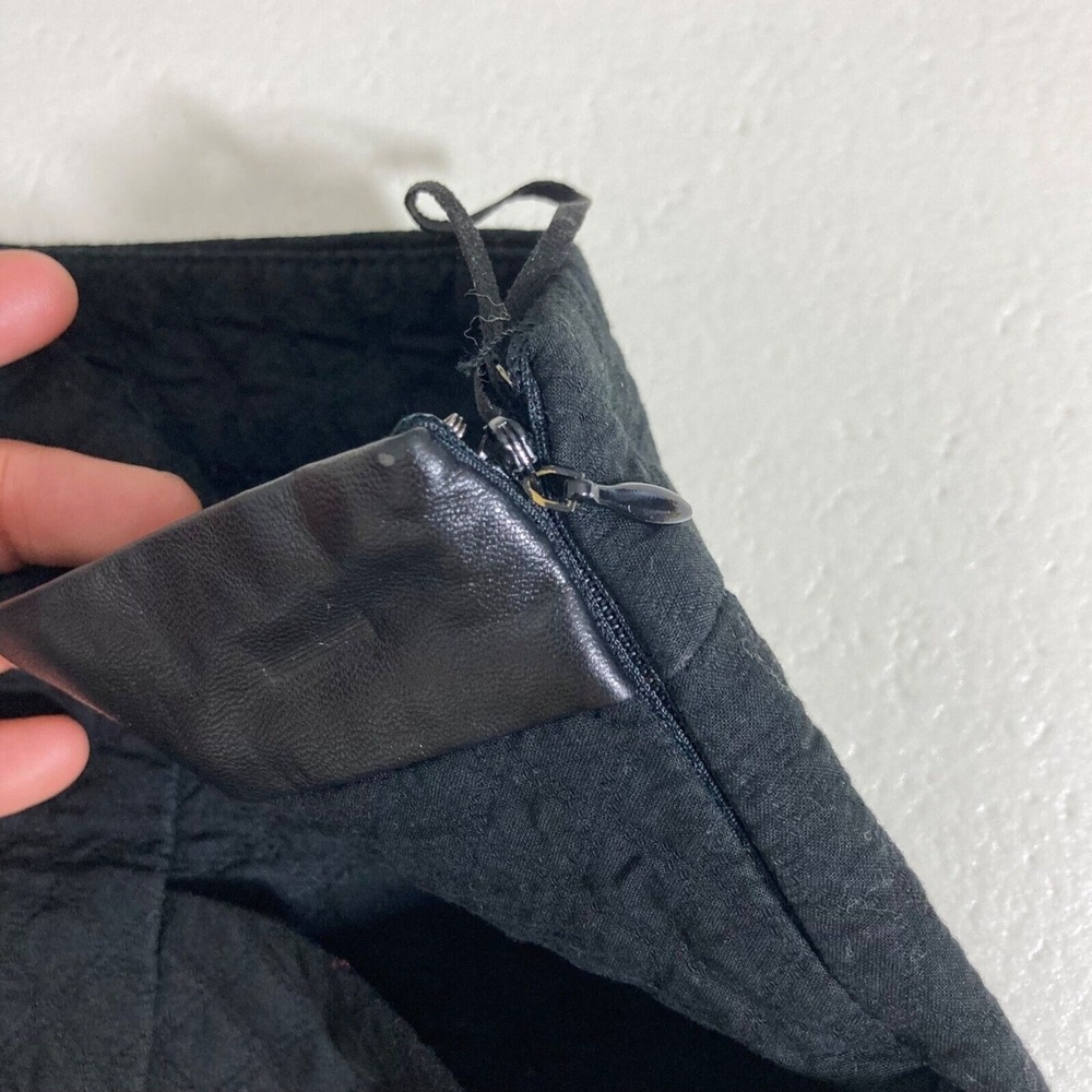 Mango Casual Mini Skirt Womens 2 Black Quilted Faux Leather Trim Pockets - Picture 4 of 12